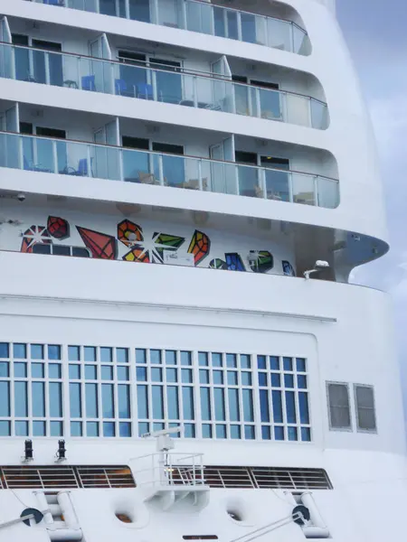 stock image Nassau, Bahamas - April 15, 2008: A view of the details of the stern on the Norwegian Gem, docked in the Nassau Cruise Port