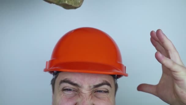 Safety Helmet Brick Board Fall Builder Head Saving Life Due — Video