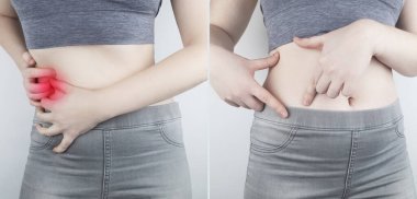 Sağ tarafım ağrıyor. Kız karın boşluğunun sağ tarafına tutunmuş durumda. Apandisit, pankreas iltihabı, kaburga ağrısı. Doğru fotoğrafta hiç acı olmadığını gösteriyor. Tedavi ve sağlık hizmetleri