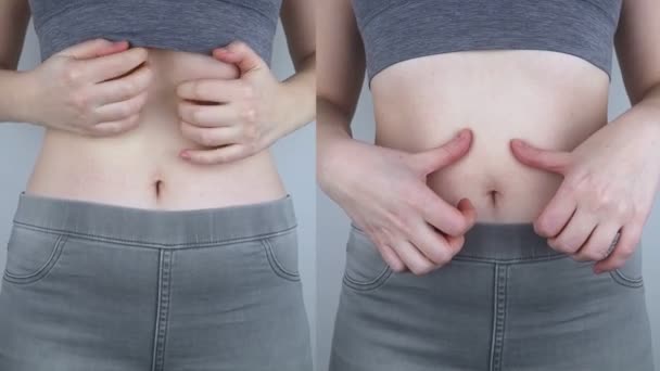 Abdominal Pain Left Photo How Person Hurt Stomach Right Everything — Stock Video