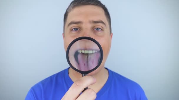 Oral Probiotics Man Puts Pill Beneficial Bacteria His Tongue Dysbacteriosis — Stock Video