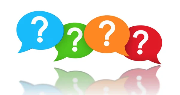Question Mark Symbol Sign Colorful Speech Bubbles Customer Questions Faqs — Stock Photo, Image