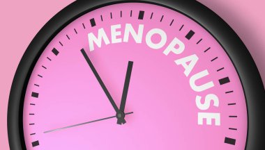 Menopoz ve menopoz kadınlar için sağlık ve hayat değişiyor. Kadın biyolojik saat konsepti 3 boyutlu illüstrasyon.