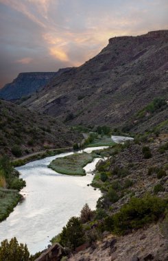 View south from switchbacks near Taos Junction Bridge, Pilar, New Mexico. The area is popular for hiking, biking, swimming, fishing and other outdoor recreation.