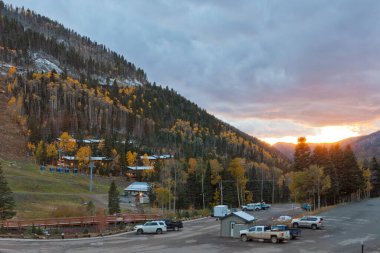 Taos Ski Valley, New Mexico in fall sunset
