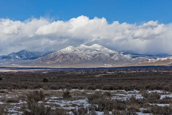 Taos Valley New Mexico Winter Snowy Sangre Cristo Mountains — Stockfoto