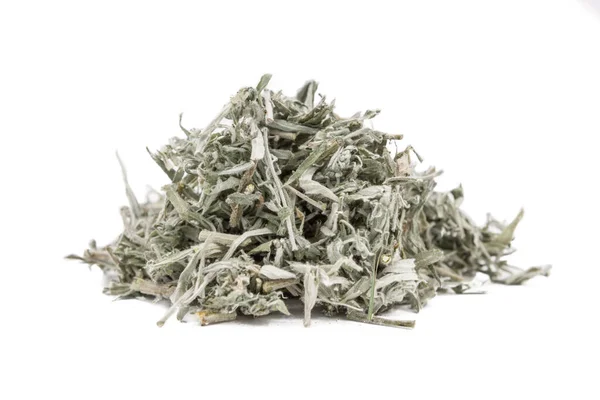Kurutulmuş Bitki Artemisia Ludoviciana Beyaz Arka Planda Beyaz Sagebrush Adına — Stok fotoğraf