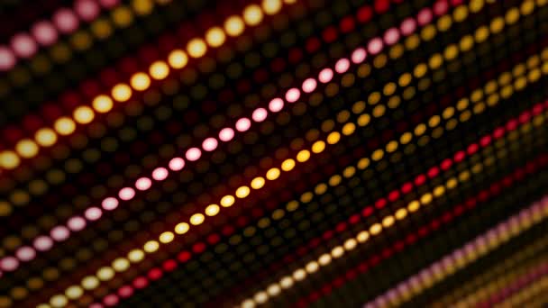 Erstaunlich Heller Neonhintergrund Aus Punkten Kreisförmige Lichter Reihen Sich Aneinander — Stockvideo