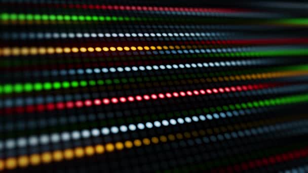 Verbazingwekkende Heldere Neon Achtergrond Van Stippen Cirkelvormige Lichten Opgesteld Het — Stockvideo