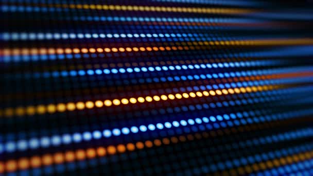 点の驚くべき明るいネオン背景 円形のライトが並んでいて 色と光のパラメータを変更します 光のグループの連続的な動き ループ状 — ストック動画