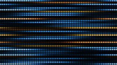 Noktaların, dairesel ışıkların ve renk ve ışık parametrelerinin inanılmaz parlak neon arka planı. Bir grup ışığın sıralı hareketi. Döngülü