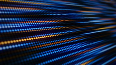 Pürüzsüz renk ve ışık değişimleriyle hizalanmış yuvarlak ışıkların muhteşem parlak neon arkaplanının 3 boyutlu canlandırması