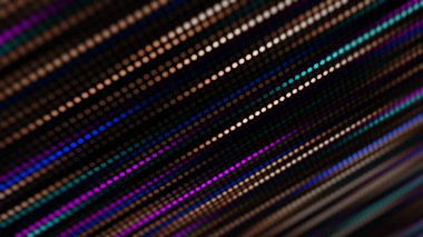 Pürüzsüz renk ve ışık değişimleriyle hizalanmış yuvarlak ışıkların muhteşem parlak neon arkaplanının 3 boyutlu canlandırması