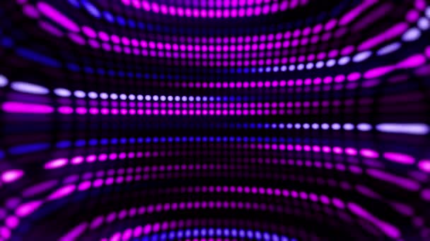 Amazing Bright Neon Background Dots Circular Lights Lined Changing Color — Stock Video