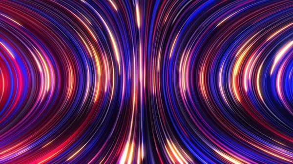 Рендеринг Абстрактного Панорамного Неонового Фона Светящимися Лучами Цветные Лучи Движутся — стоковое фото