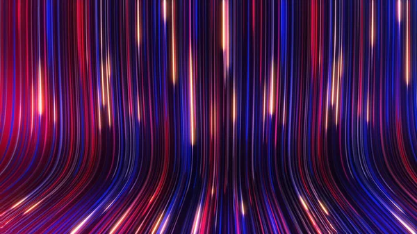 Vykreslení Abstraktního Panoramatického Neonového Pozadí Zářícími Paprsky Barevné Paprsky Pohybují — Stock fotografie