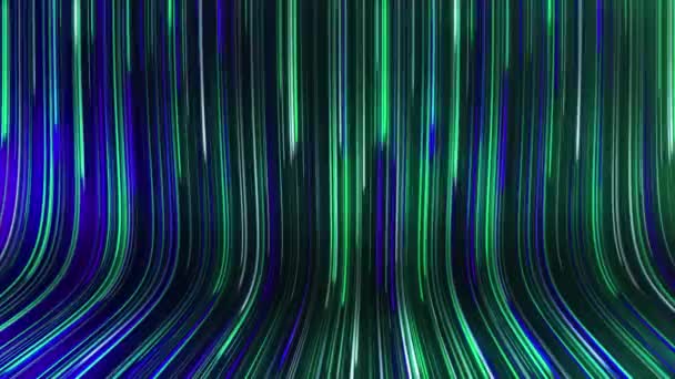 Parlayan Işınları Olan Bstrakt Panoramik Neon Arka Plan Renkli Işınlar — Stok video