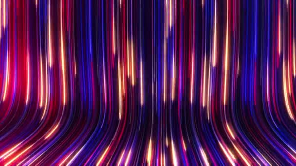 Bstrakt Panoramautsikt Neon Bakgrund Med Glödande Strålar Färgade Strålar Rör — Stockvideo