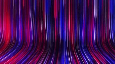 Parlayan ışınları olan bstrakt panoramik neon arka plan. Renkli ışınlar geometrik bir yüzey boyunca hareket eder. Döngülü