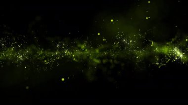 Parlak, soyut, parlak parçacık yapısı bulutu. Parçacıklardan oluşan bir akım, arkaplanda bir noktalar dalgası gibi hareket eder.