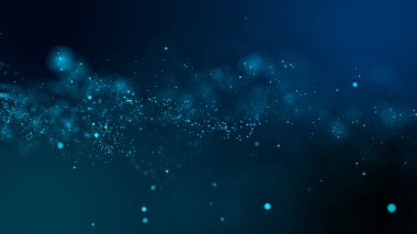 Parçacık yapısından oluşan parlak ve soyut bir bulutun 3 boyutlu yansıması. Arkaplandaki parçacıkların akışı simüle edilmiş nokta dalgası şeklinde.