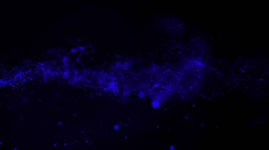 Parçacık yapısından oluşan parlak ve soyut bir bulutun 3 boyutlu yansıması. Arkaplandaki parçacıkların akışı simüle edilmiş nokta dalgası şeklinde.