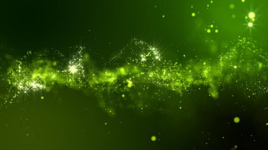 Parçacık yapısından oluşan parlak ve soyut bir bulutun 3 boyutlu yansıması. Arkaplandaki parçacıkların akışı simüle edilmiş nokta dalgası şeklinde.