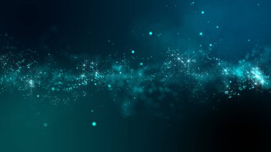 Parçacık yapısından oluşan parlak ve soyut bir bulutun 3 boyutlu yansıması. Arkaplandaki parçacıkların akışı simüle edilmiş nokta dalgası şeklinde.