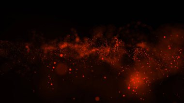 Parçacık yapısından oluşan parlak ve soyut bir bulutun 3 boyutlu yansıması. Arkaplandaki parçacıkların akışı simüle edilmiş nokta dalgası şeklinde.