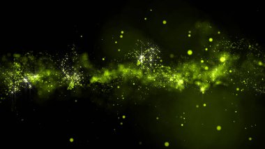 Parçacık yapısından oluşan parlak ve soyut bir bulutun 3 boyutlu yansıması. Arkaplandaki parçacıkların akışı simüle edilmiş nokta dalgası şeklinde.