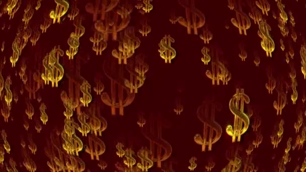 Flowing Stream Dollar Signs Signs Different Sizes Different Speeds Bright — Vídeo de stock