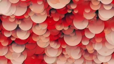 Çemberler şeklinde pürüzsüz bir şekil akışı. Farklı boyutlarda ve farklı hızlarda daireler iniyor. Parlak arkaplan tasarımı için uygun parlak bileşim