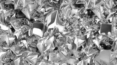 Zarif şekilli bir teknolojik materyalin gümüş yüzeyinde parıldayan sıvı dalgalar. Soyut salınımlı ferromanyetik akışkan. Metalik materyallerin modern nanoteknolojileri.