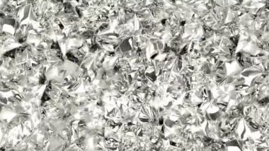 Zarif şekilli bir teknolojik materyalin gümüş yüzeyinde parıldayan sıvı dalgalar. Soyut salınımlı ferromanyetik akışkan. Metalik materyallerin modern nanoteknolojileri.