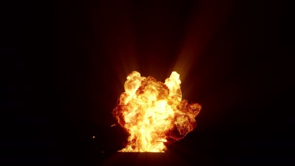 Impressive Intense Explosion Black Background Dynamic Composition Detonating Bright Colorful — Video