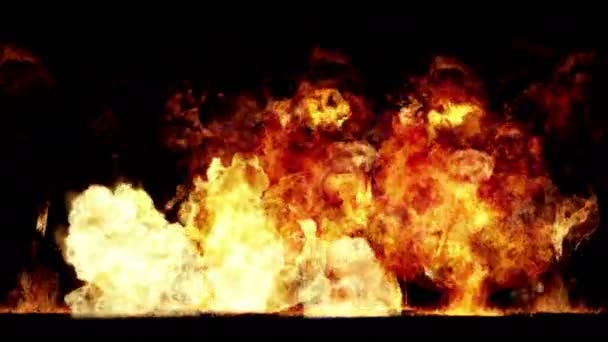 Series Spectacular Explosions Isolated Black Background Dynamic Composition Subsequent Detonating — Stock Video
