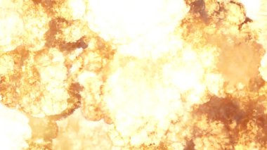 3D rendering of an impressive intense explosion on a black background. Composition of a detonating bright colorful explosion, shock wave and puffs of smoke filling the space