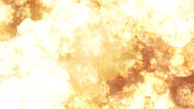 3D rendering of an impressive intense explosion on a black background. Composition of a detonating bright colorful explosion, shock wave and puffs of smoke filling the space