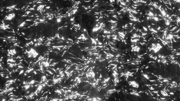 3D rendering shimmering oily liquid with a silver sheen. Abstract waves and ripples on the surface in liquid silver. Pulsations on the surface of silver liquid metal. Silver paint, oil, honey, metal