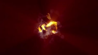 Fireballs flying along a complex trajectory. Bright magical meteors circle and emit a plume of smoke. The composition is perfect as a background or element for a logo