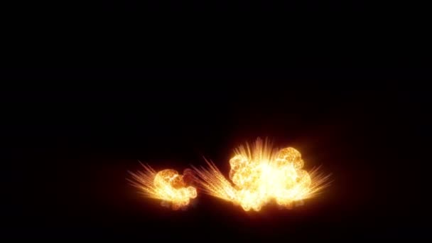 Series Spectacular Explosions Isolated Black Background Dynamic Composition Subsequent Detonating — Vídeos de Stock