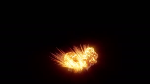 黒い背景に強烈な爆発 爆発する明るい色の爆発 衝撃波 そして空間を満たす煙のパフのダイナミックな構成 — ストック動画