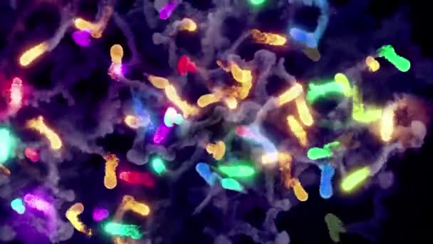 Multi Colored Fireballs Fly Complex Trajectory Bright Magical Meteors Swirl — Vídeos de Stock