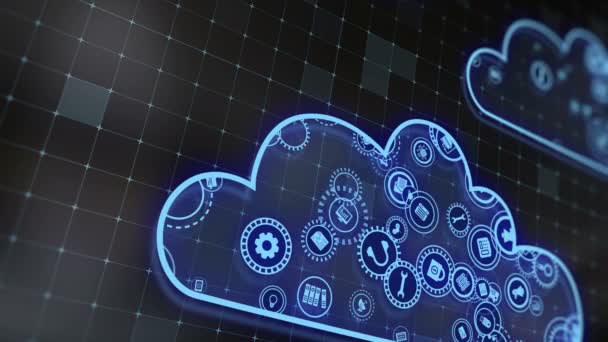 Concept Cloud Technologies Server Data Processing Abstract Service Icons Send — Videoclip de stoc