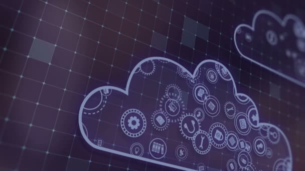 Concept Cloud Technologies Server Data Processing Abstract Service Icons Send — Vídeo de Stock