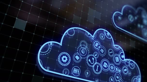 Concept Cloud Technologies Server Data Processing Abstract Service Icons Send — Vídeo de stock