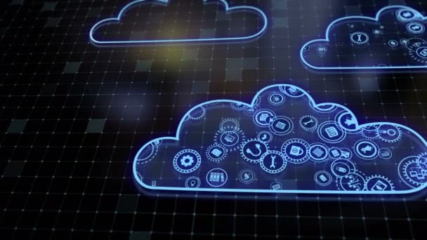 Concept Technologies Cloud Traitement Des Données Serveur Les Icônes Service — Video