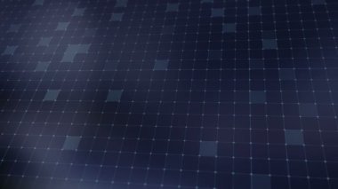 The background consists of a digital plexus of a high-tech grid. Small squares and HUD lines into the space. Background for a news studio, promotion of digital products, corporate promotion. Looped