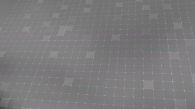 The background consists of a digital plexus of a high-tech grid. Small squares and HUD lines into the space. Background for a news studio, promotion of digital products, corporate promotion. Looped