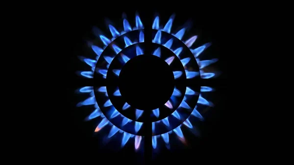 Renderização Queimador Cozinha Brilhando Noite Close Conceito Gás Natural Fogão — Fotografia de Stock
